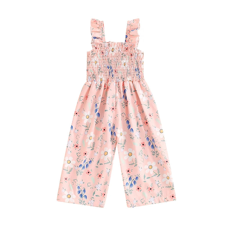 Infant Toddler Baby Girl Summer Outfits Sleeveless Floral Overalls Romper Suspender Pants Strap Jumpsuit