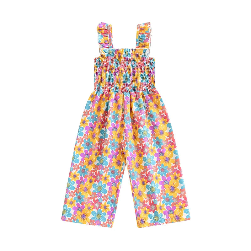 Baby Girl Floral Sleeveless Romper, Summer Overalls | TRD Bridge