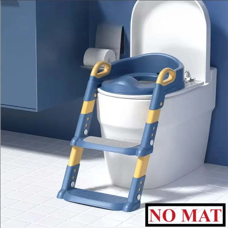 Foldable toddler step stool with attached toilet seat ring
