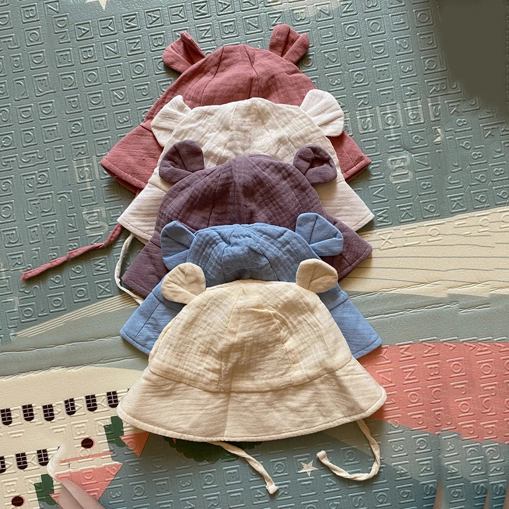 Muslin Cotton Baby Sun Hat, Soft Bucket Style, 3-12 Months | TRD Bridge