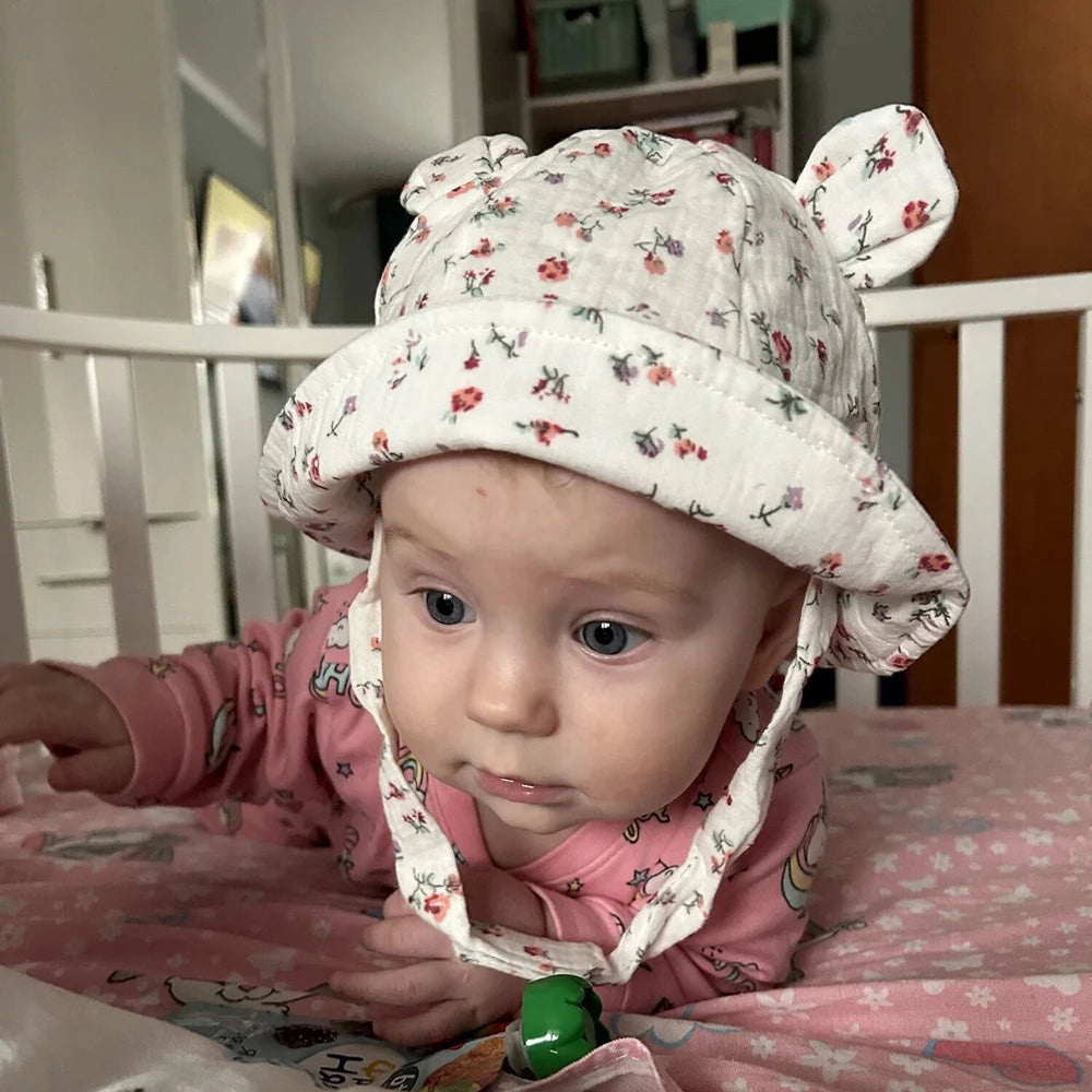 Muslin Cotton Baby Sun Hat, Soft Bucket Style, 3-12 Months | TRD Bridge