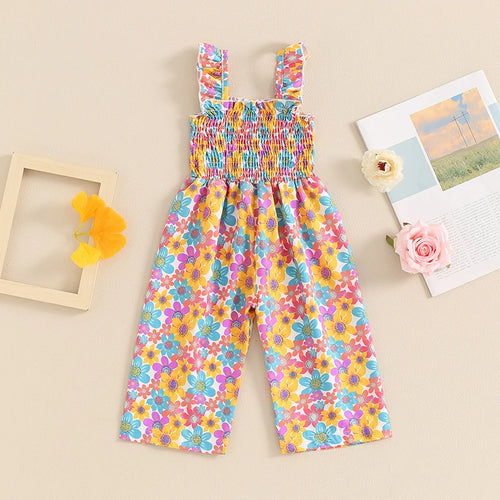 Baby Girl Floral Sleeveless Romper, Summer Overalls | TRD Bridge