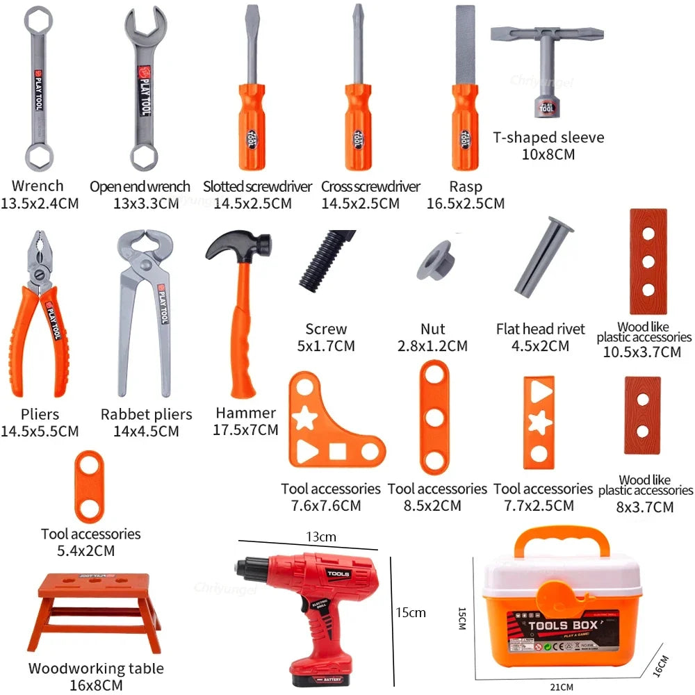 38/42 PCS Kids Pretend Tool Set with Screwdrivers for Toddlers