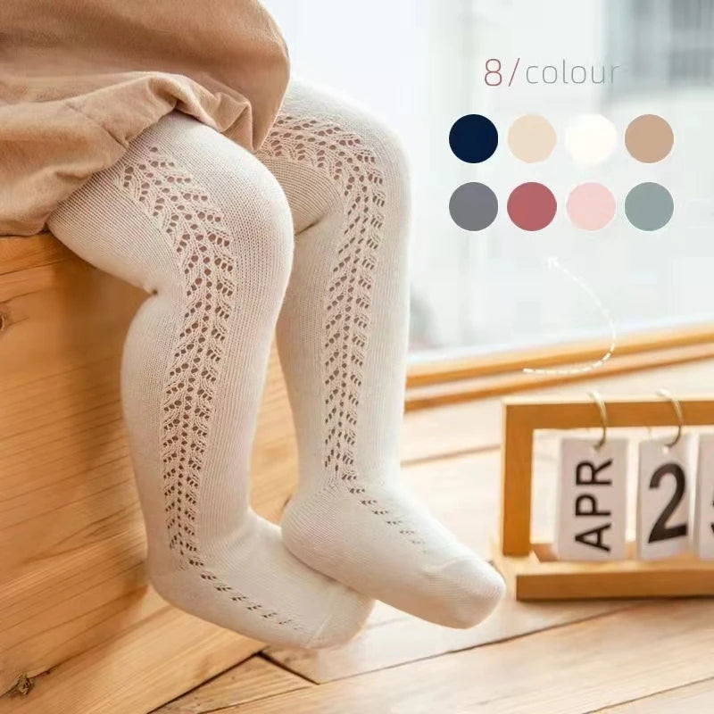 Spain Girls Stocking 2022 Spring Summer  Tight For Toddler Baby Hollow Infant Ribbed Tights Babies Pantyhose
