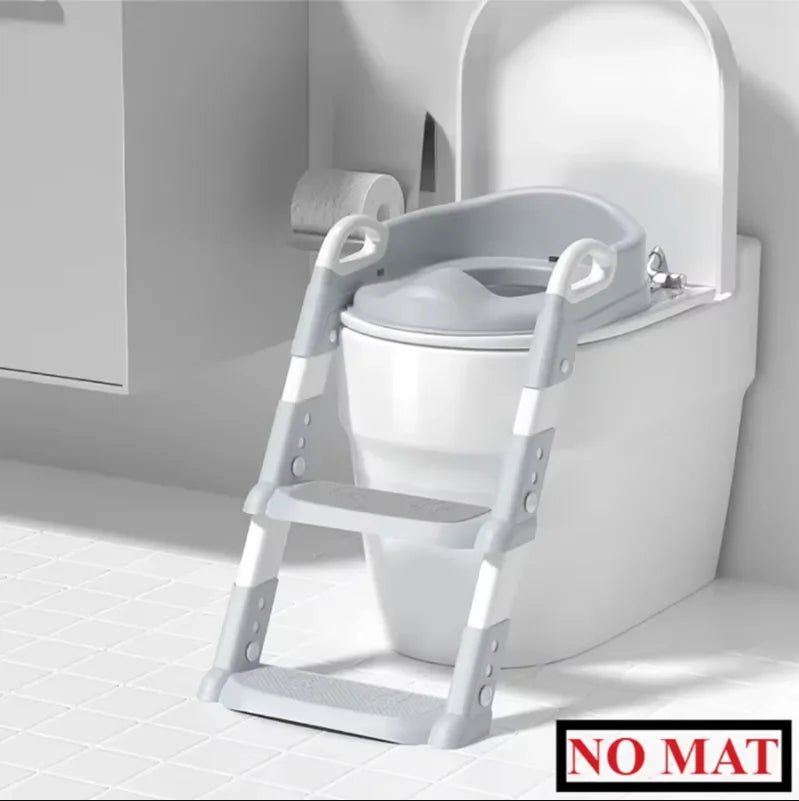 Foldable toddler step stool with attached toilet seat ring