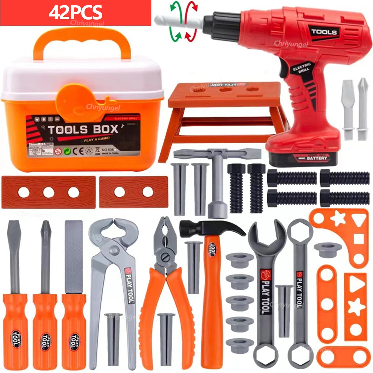 38/42 PCS Kids Pretend Tool Set with Screwdrivers for Toddlers