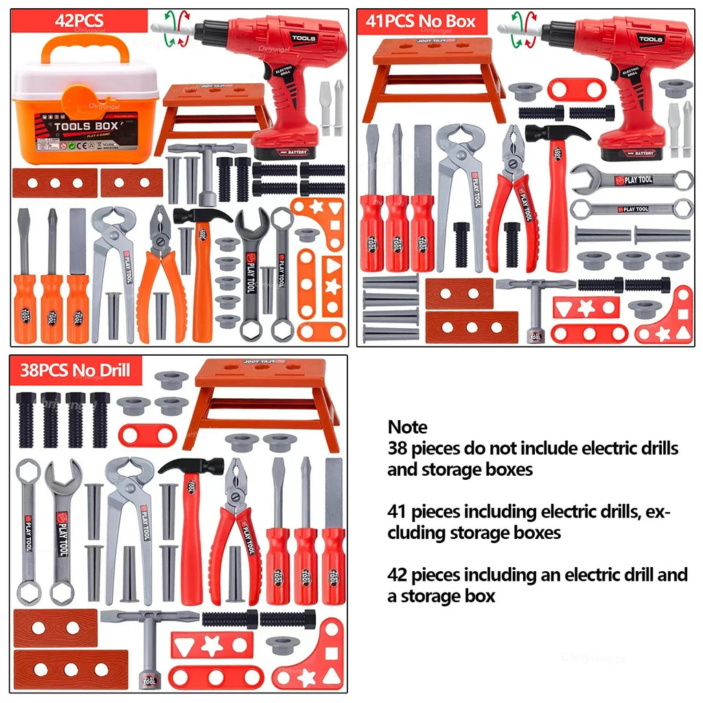 38/42 PCS Kids Pretend Tool Set with Screwdrivers for Toddlers
